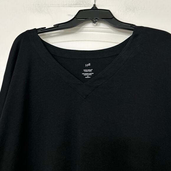 J Jill Black Simply Supima Cotton Split Hem Tunic Top 4XL Casual Relaxed - Picture 7 of 12